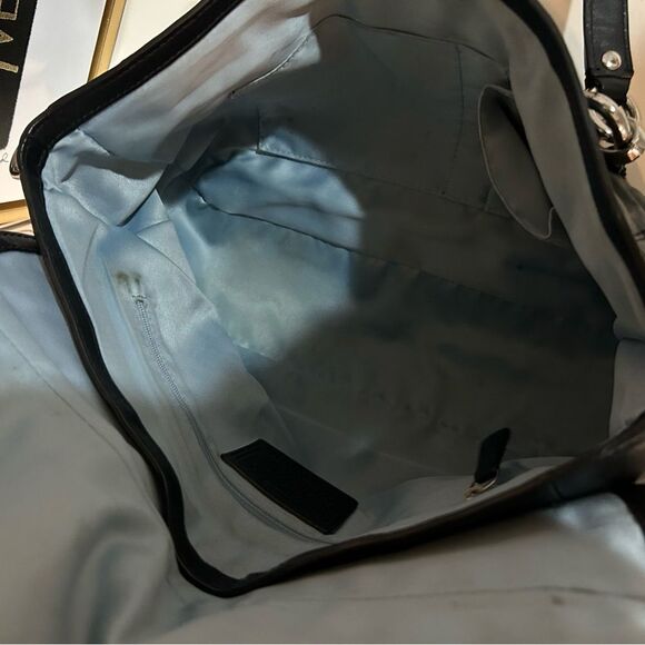 Coach Black Leather Satchel Pebbled Leather Shoulder Bag with Silver Hardware - Picture 13 of 15